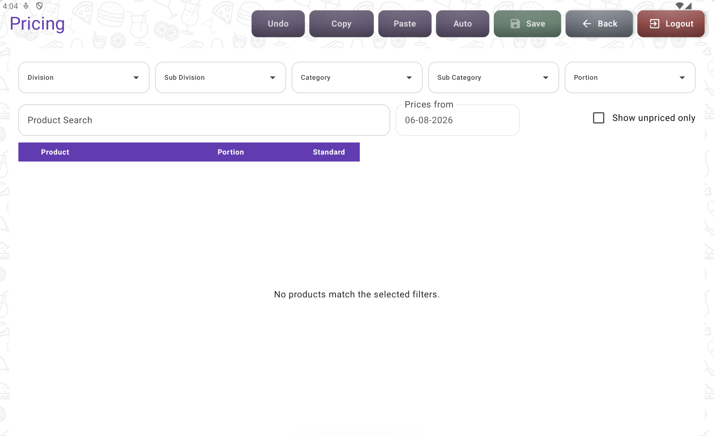 Real IndyHub pricing screen